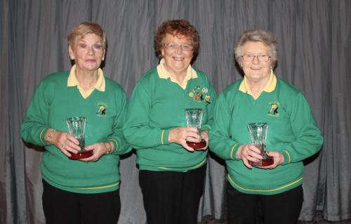 Marie Grace, Marie Whitnell & Margaret Barrett Rockies, Section Runners up in the Ladies Triples 2020