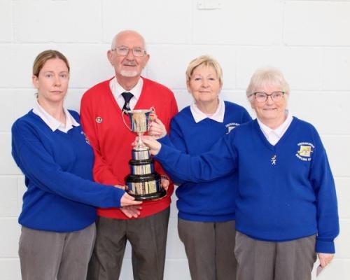 Winners of the LADIES TRIPLES   Mary Middleton, Annette O’Connell & Grainne Murphy (Crosshaven)