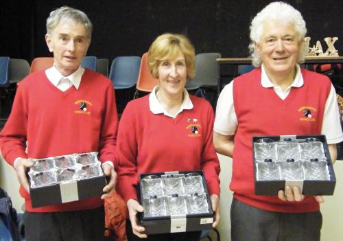 Josie O'Riordan, Eddie Mulholland & Sean O'Riordan (Watergrasshill) Joint 3rd in Watergrasshill Triples 2018