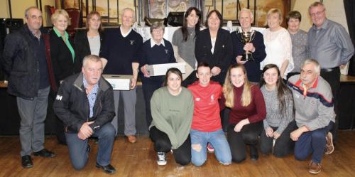 The inaugural presentation of the Maura O'Sullivan Cup to the winning ICICYMA team by her family at Douglas GAA Bowls Tournament 2019